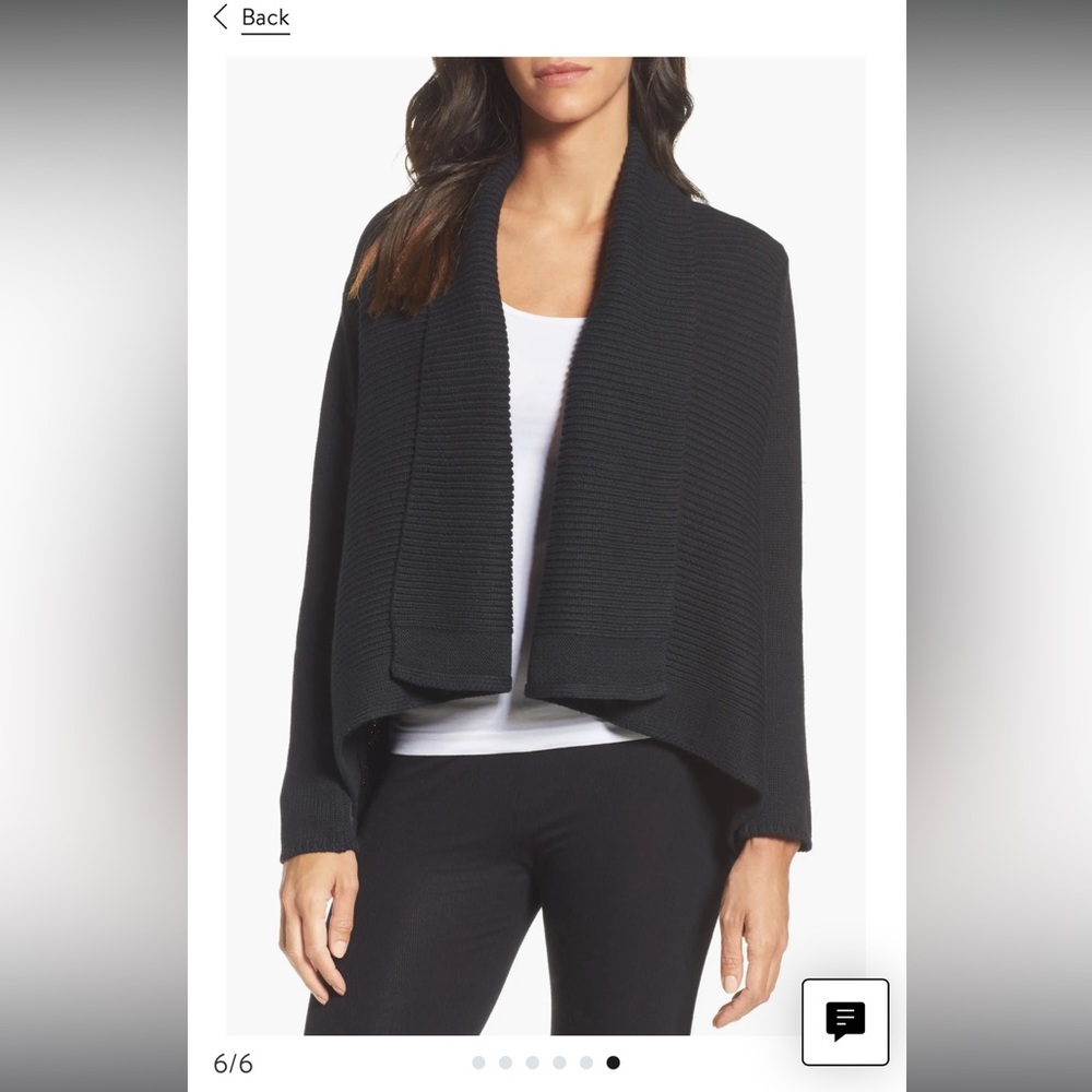 UGG Women's Angled Shawl Collar Cardigan Black Small Cashmere Cotton Blend